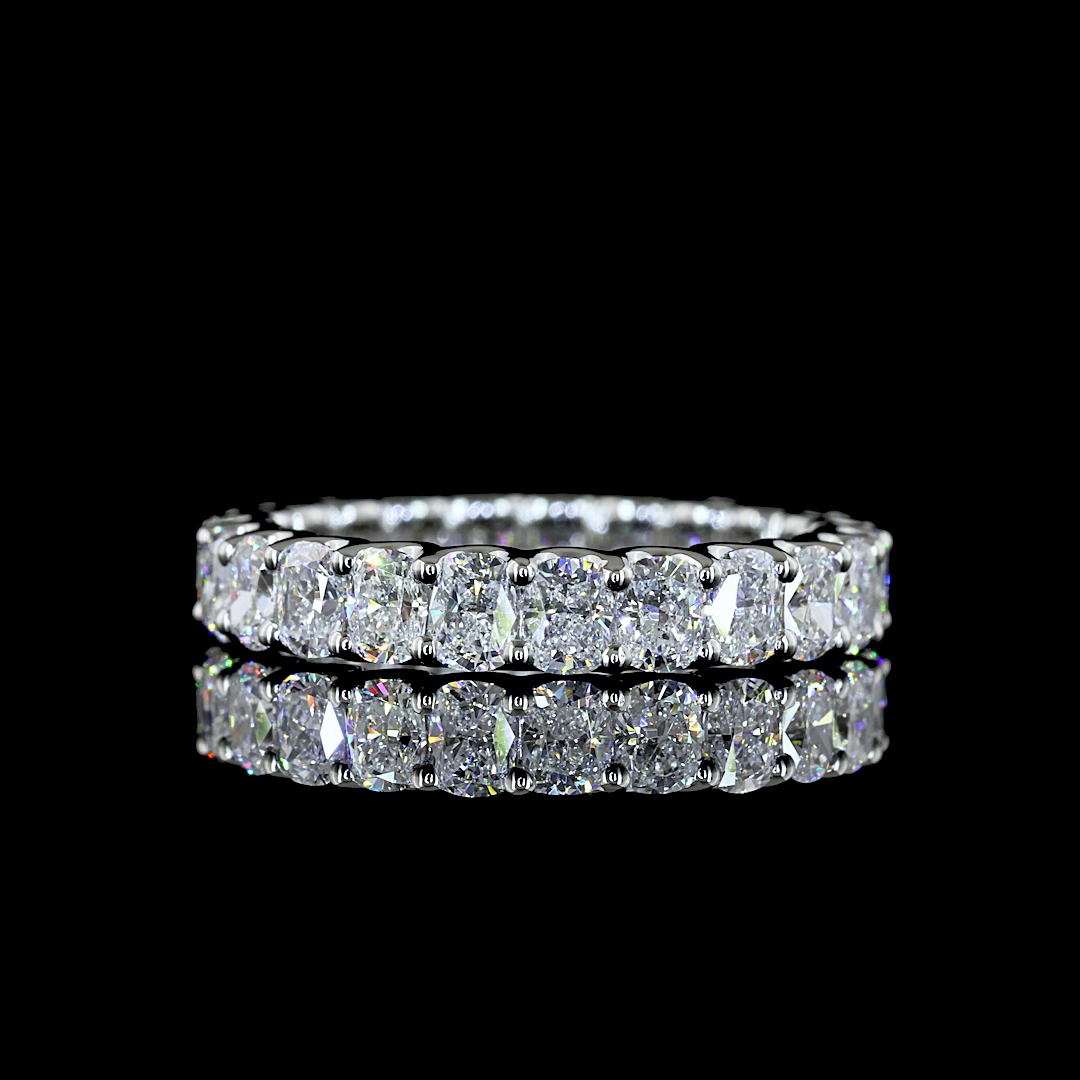 Lab-Grown 2.08 Carat Cushion Brilliant E-VS Diamond Platinum Eternity Band Etern