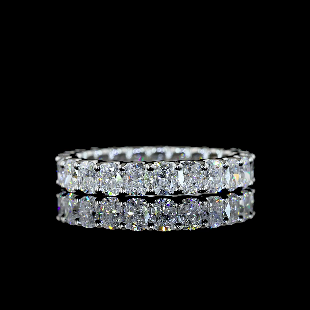 Lab-Grown 2.23 Carat Cushion Brilliant E-VS Diamond Platinum Eternity Band Etern