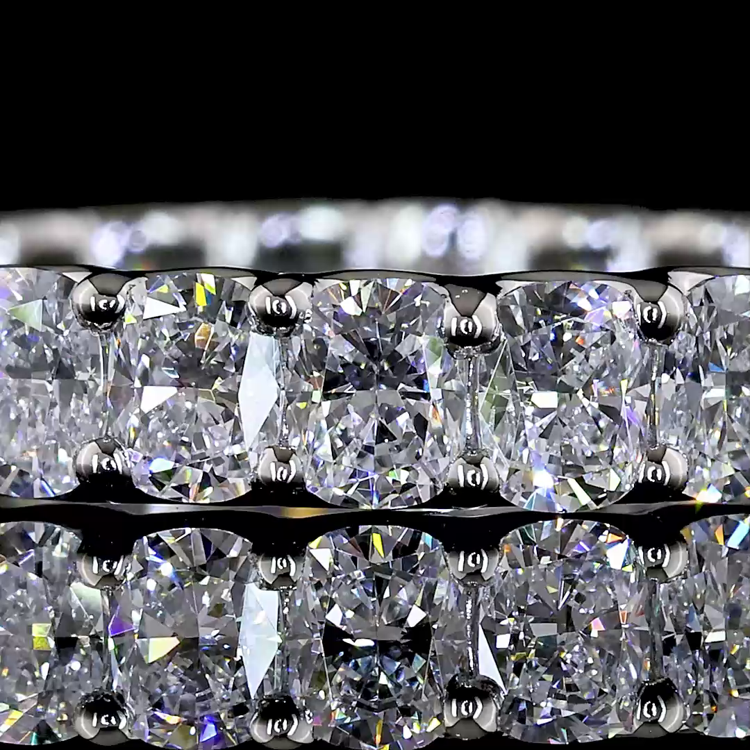 Lab-Grown 2.32 Carat Cushion Brilliant E-VS Diamond Platinum Eternity Band Etern