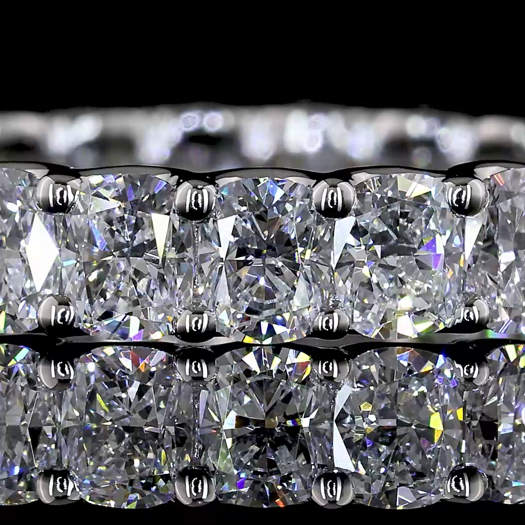 Lab-Grown 2.67 Carat Cushion Brilliant E-VS Diamond Platinum Eternity Band Etern