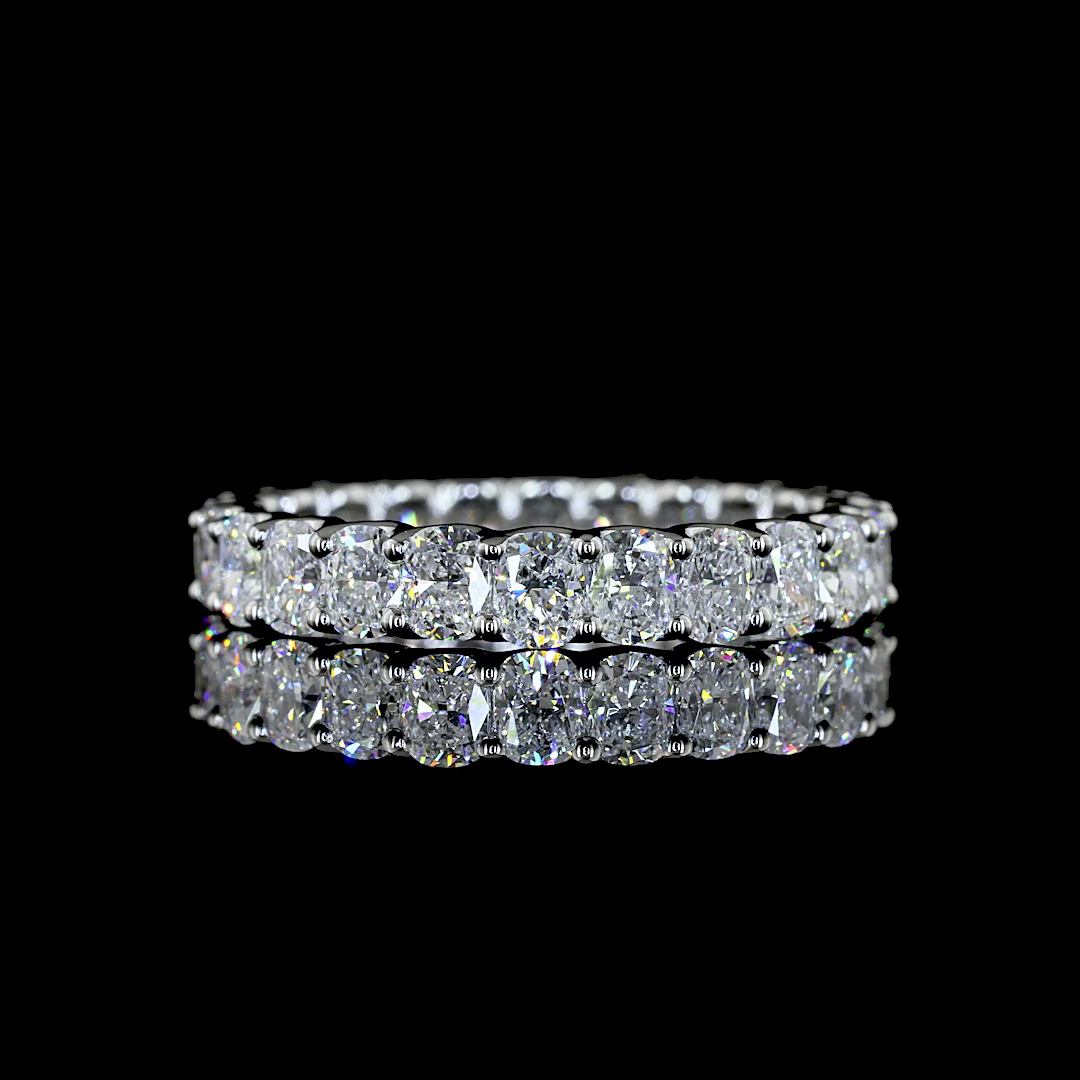 Lab-Grown 2.66 Carat Cushion Brilliant E-VS Diamond Platinum Eternity Band Etern