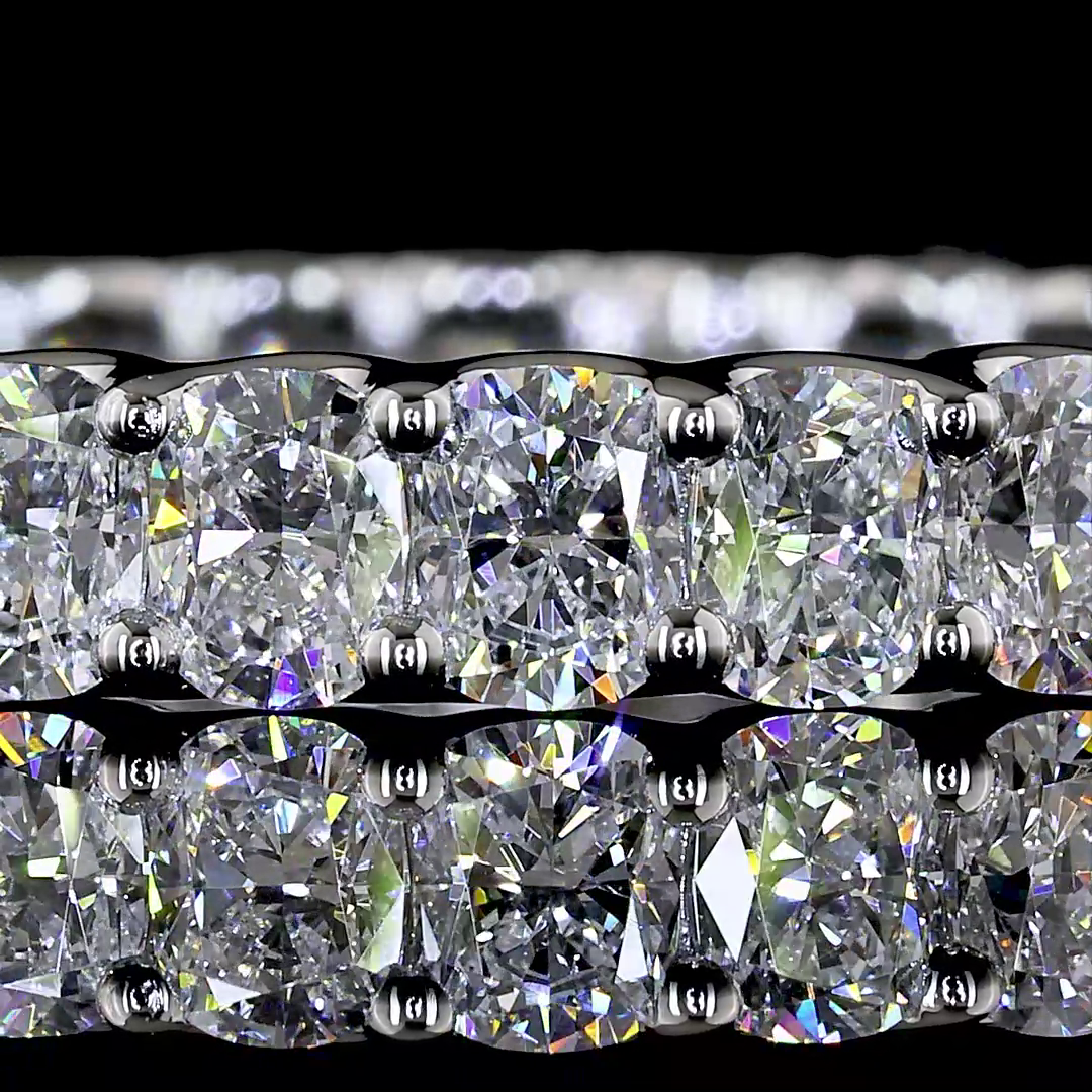 Lab-Grown 2.66 Carat Cushion Brilliant E-VS Diamond Platinum Eternity Band Etern