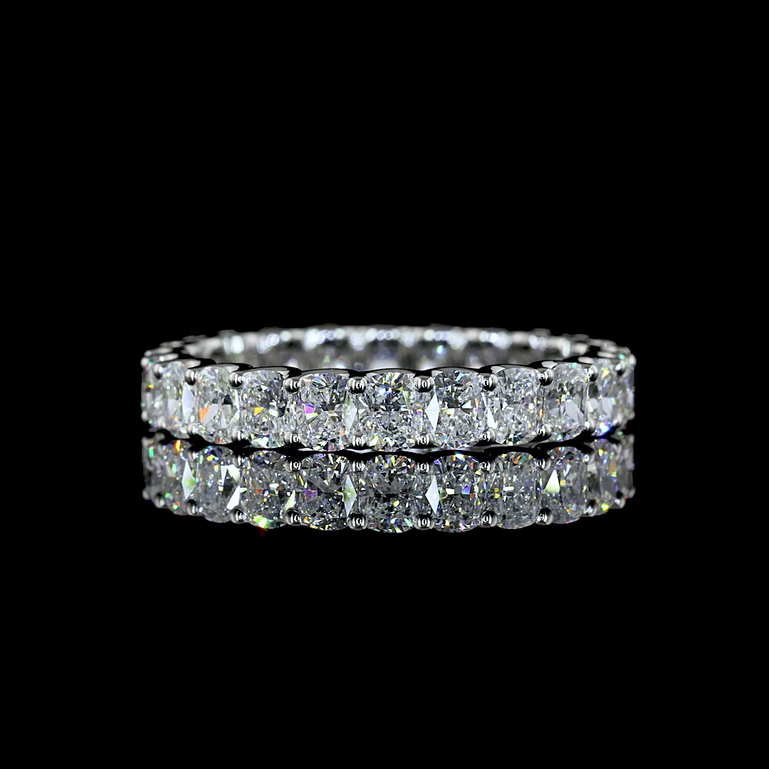 Lab-Grown 2.8 Carat Cushion Brilliant E-VS Diamond Platinum Eternity Band Eterni