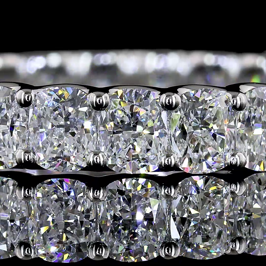 Lab-Grown 2.8 Carat Cushion Brilliant E-VS Diamond Platinum Eternity Band Eterni