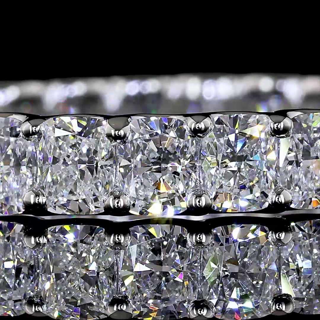 Lab-Grown 2.73 Carat Cushion Brilliant E-VS Diamond Platinum Eternity Band Etern