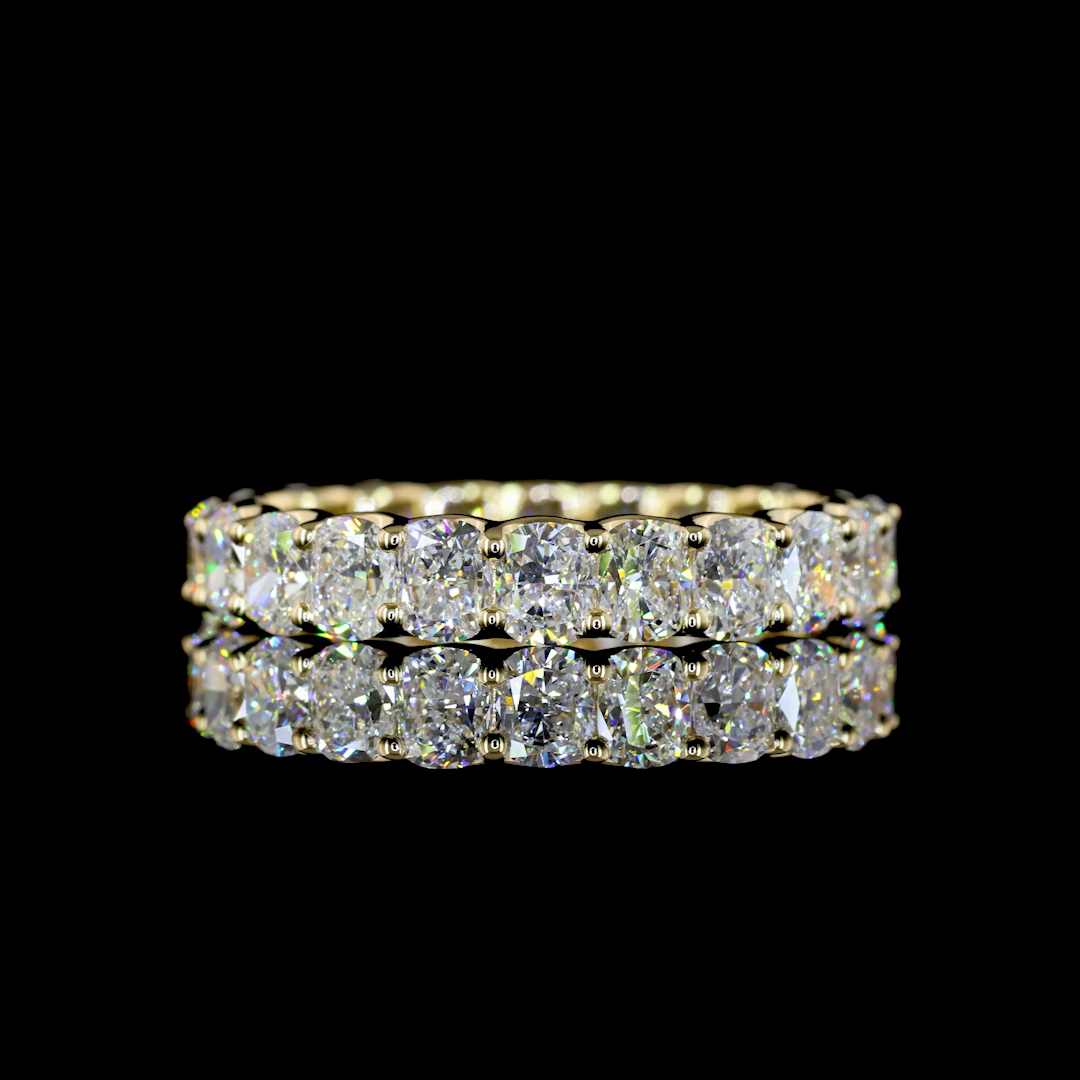 Lab-Grown 3.8 Carat Cushion Brilliant E-VS Diamond 14K Yellow Gold Eternity Band