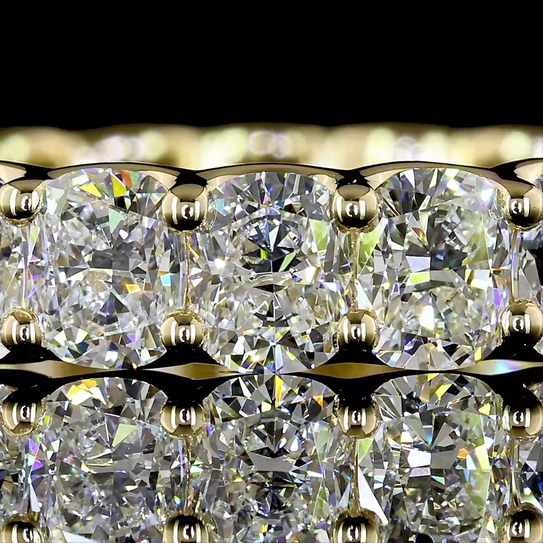 Lab-Grown 3.8 Carat Cushion Brilliant E-VS Diamond 14K Yellow Gold Eternity Band