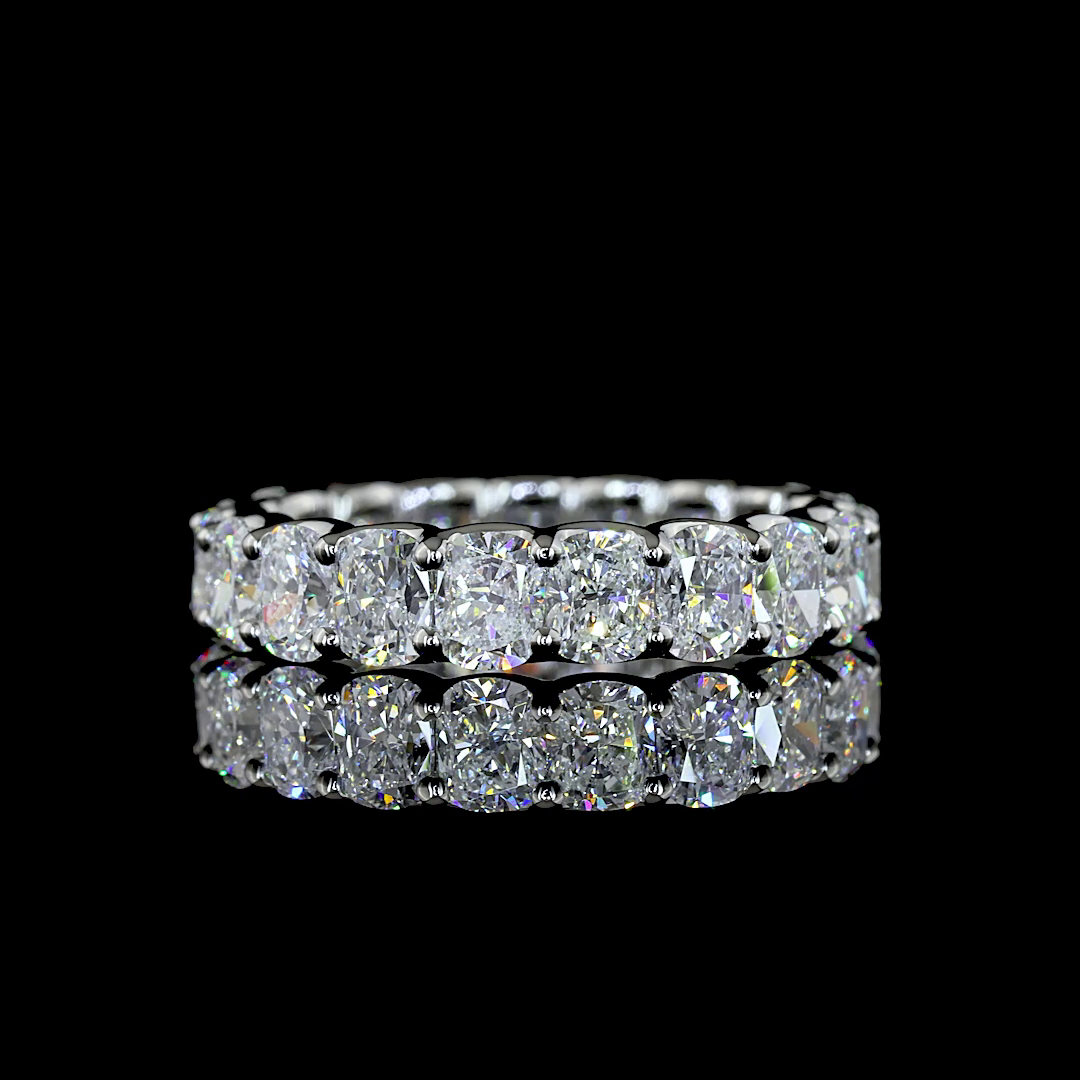 Lab-Grown 2.96 Carat Cushion Brilliant E-VS Diamond Platinum Eternity Band Etern