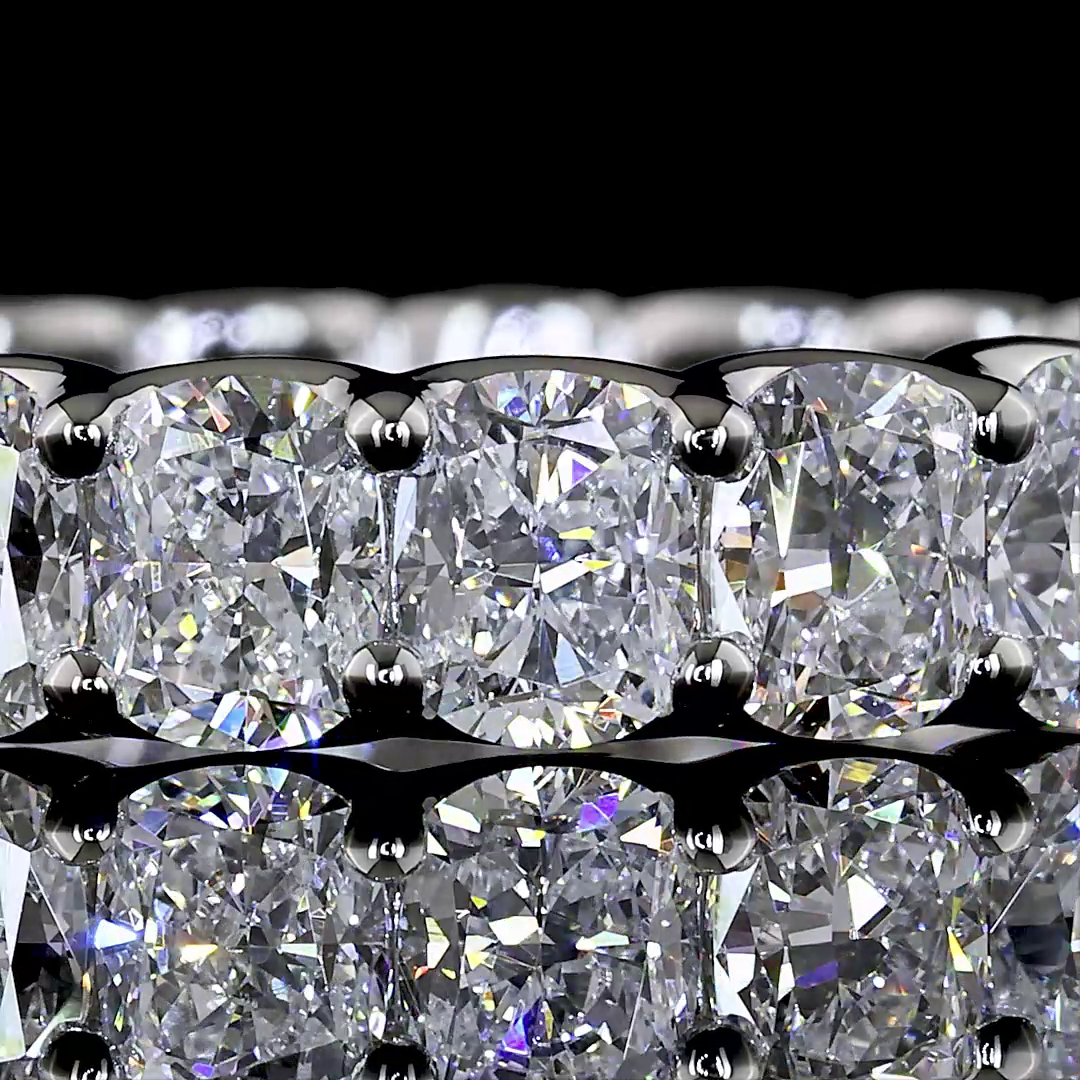 Lab-Grown 2.96 Carat Cushion Brilliant E-VS Diamond Platinum Eternity Band Etern