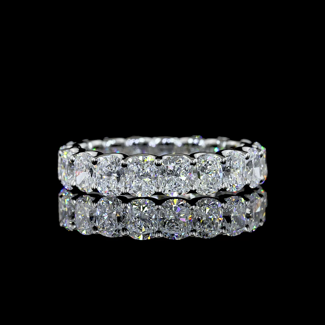 Lab-Grown 3.21 Carat Cushion Brilliant E-VS Diamond Platinum Eternity Band Etern