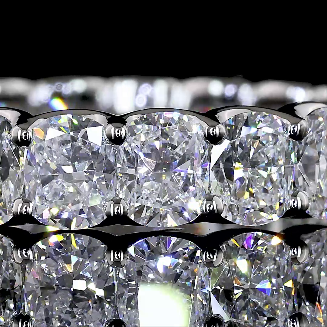 Lab-Grown 3.26 Carat Cushion Brilliant E-VS Diamond Platinum Eternity Band Etern