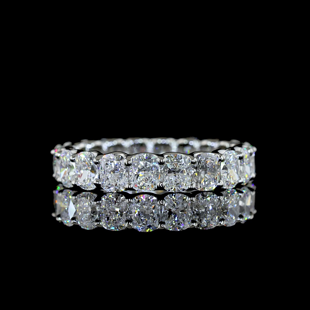Lab-Grown 3.18 Carat Cushion Brilliant E-VS Diamond Platinum Eternity Band Etern