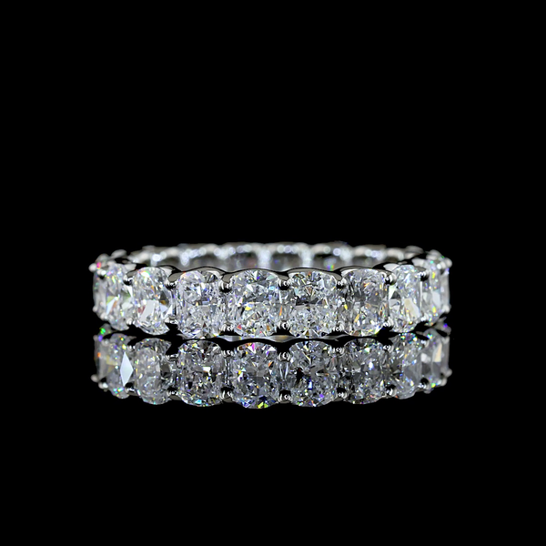 Lab-Grown 3.16 Carat Cushion Brilliant E-VS Diamond Platinum Eternity Band Ring