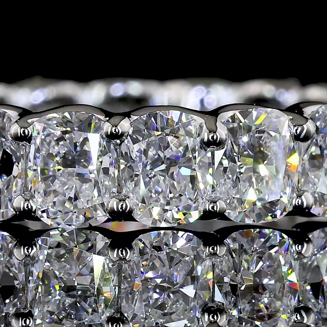 Lab-Grown 3.16 Carat Cushion Brilliant E-VS Diamond Platinum Eternity Band Ring