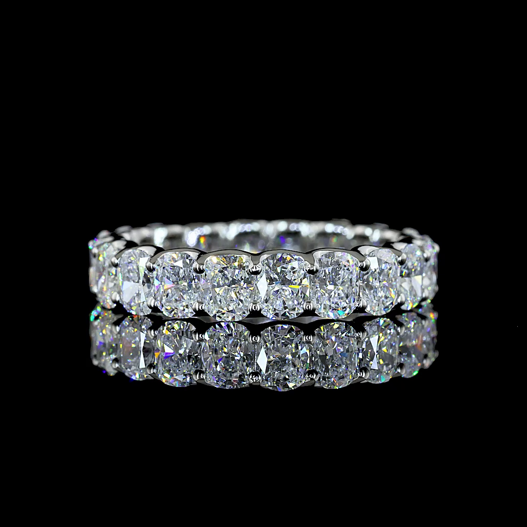 Lab-Grown 3.28 Carat Cushion Brilliant D-VS1 Diamond Platinum Eternity Band Eter
