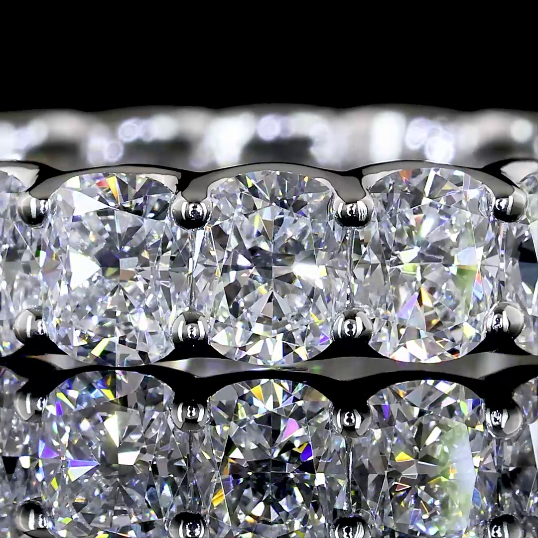 Lab-Grown 3.28 Carat Cushion Brilliant D-VS1 Diamond Platinum Eternity Band Eter