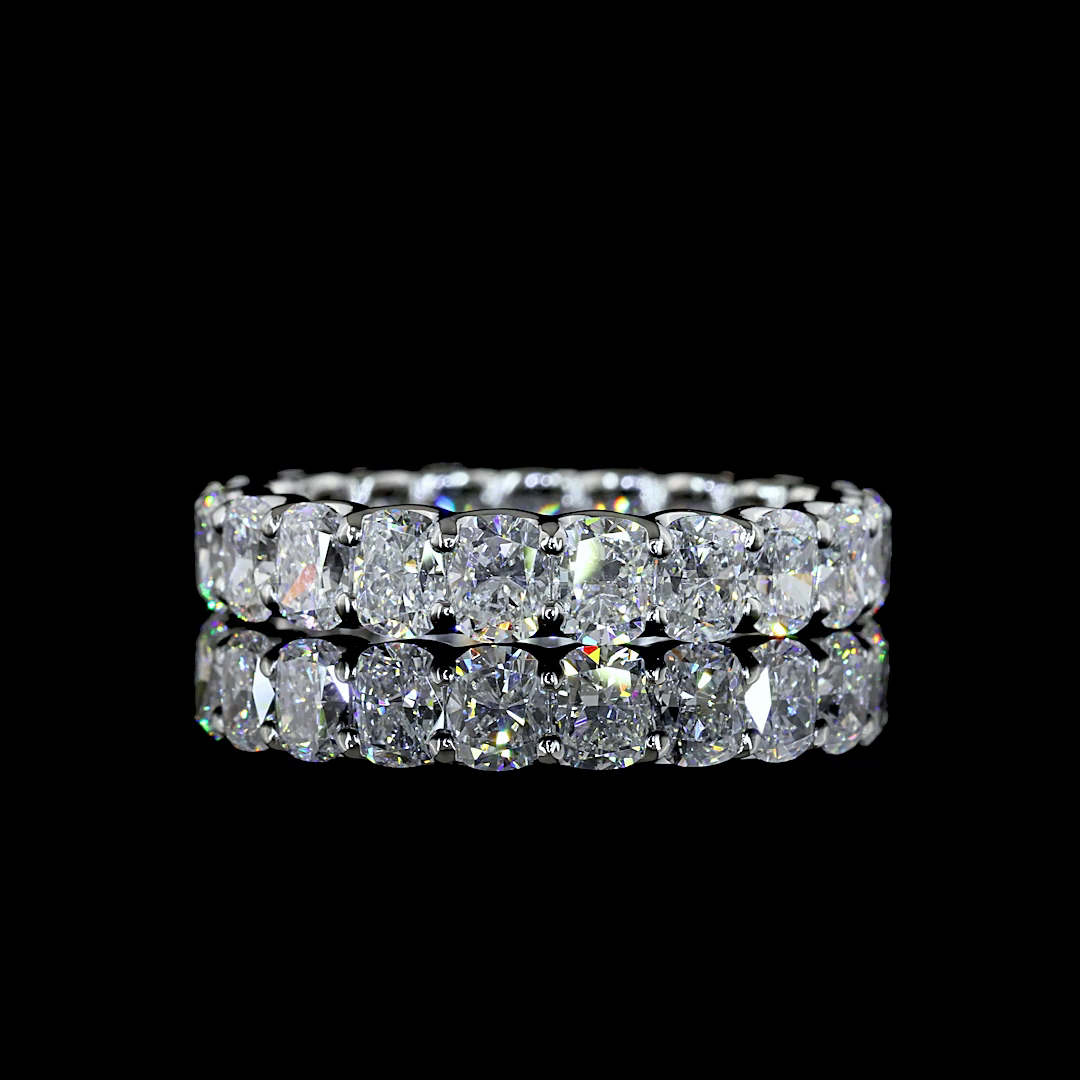 Lab-Grown 3.38 Carat Cushion Brilliant E-VS Diamond Platinum Eternity Band Etern
