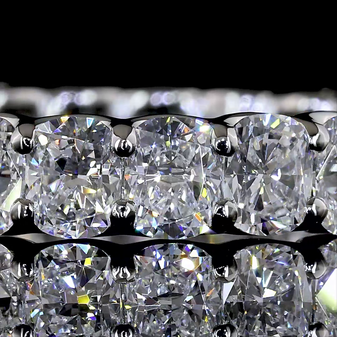 Lab-Grown 3.32 Carat Cushion Brilliant E-VS Diamond Platinum Eternity Band Etern