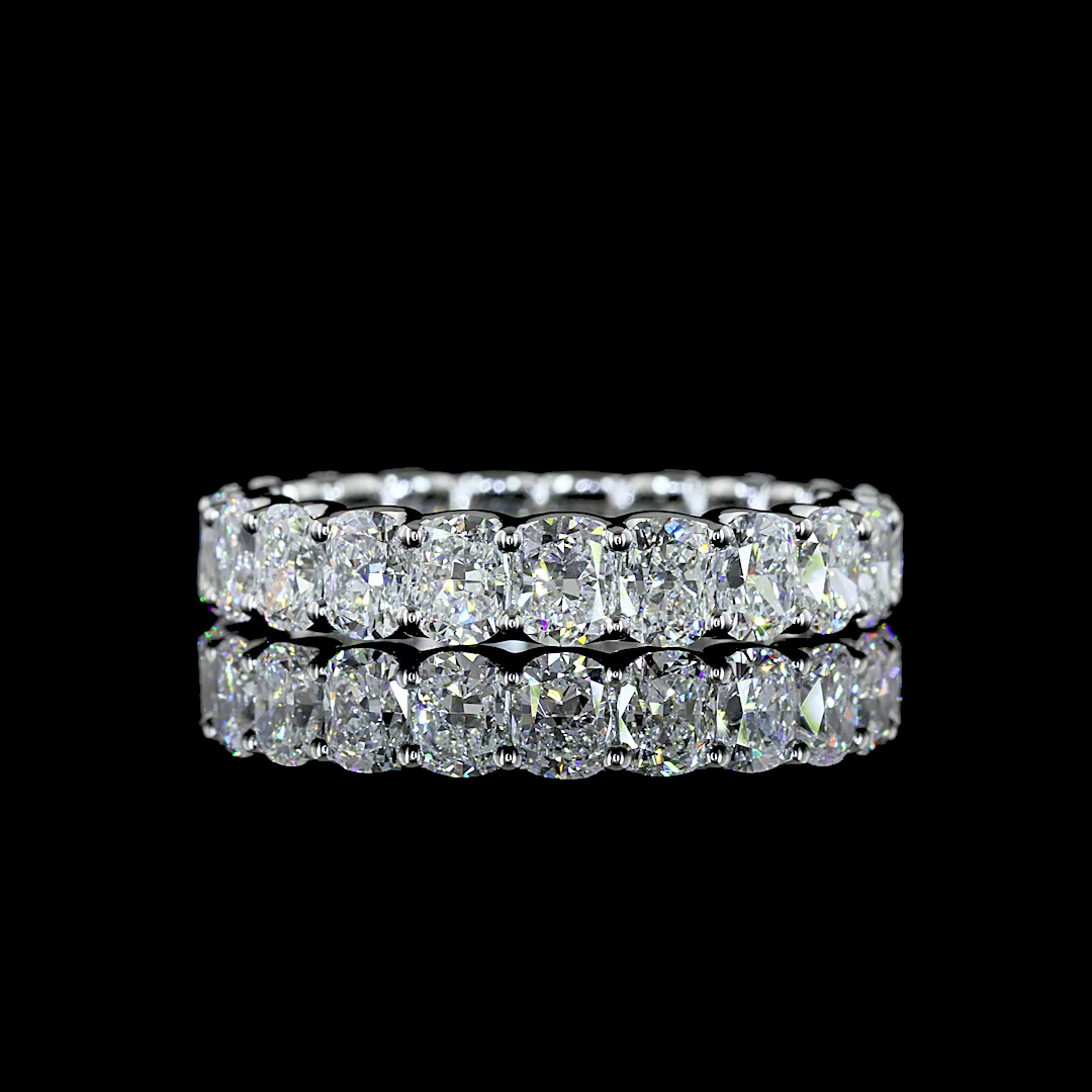 Lab-Grown 3.57 Carat Cushion Brilliant E-VS Diamond Platinum Eternity Band Etern