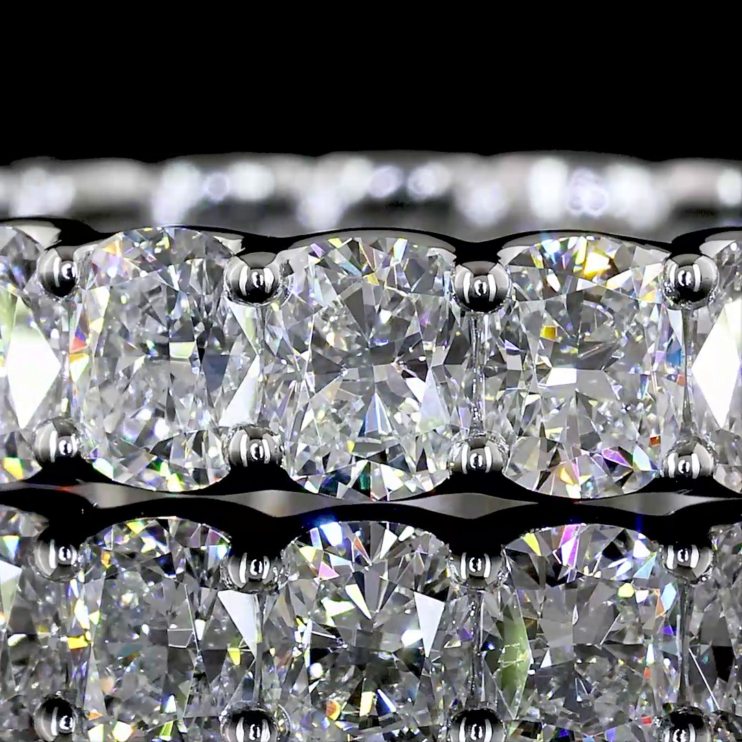 Lab-Grown 3.57 Carat Cushion Brilliant E-VS Diamond Platinum Eternity Band Etern