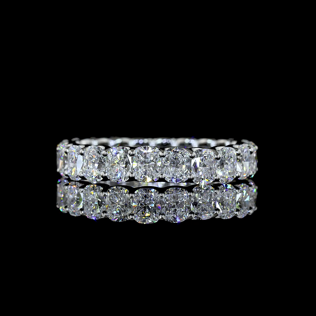 Lab-Grown 3.31 Carat Cushion Brilliant E-VS Diamond Platinum Eternity Band Etern