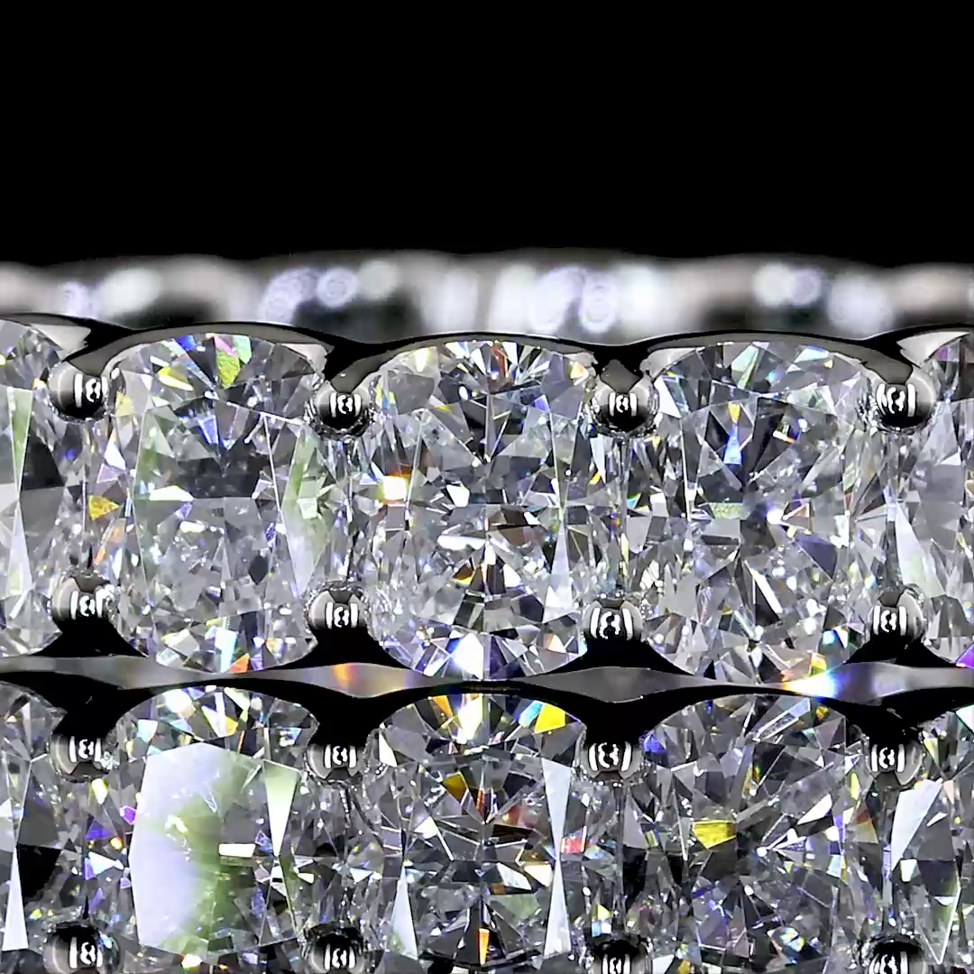 Lab-Grown 3.31 Carat Cushion Brilliant E-VS Diamond Platinum Eternity Band Etern