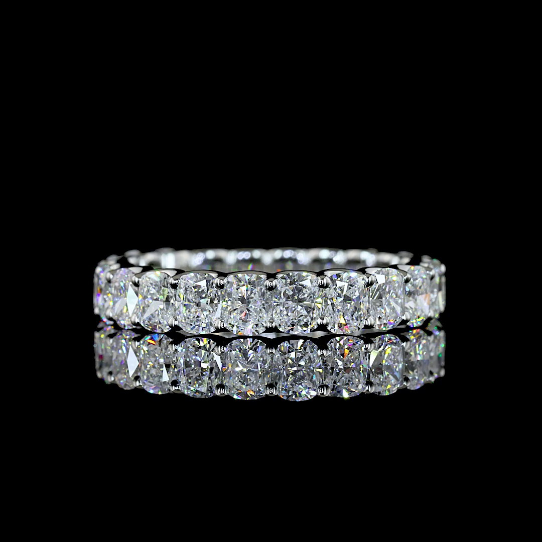 Lab-Grown 3.33 Carat Cushion Brilliant E-VS Diamond Platinum Eternity Band Ring