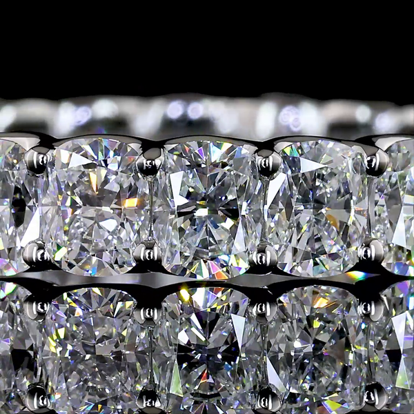 Lab-Grown 3.33 Carat Cushion Brilliant E-VS Diamond Platinum Eternity Band Ring