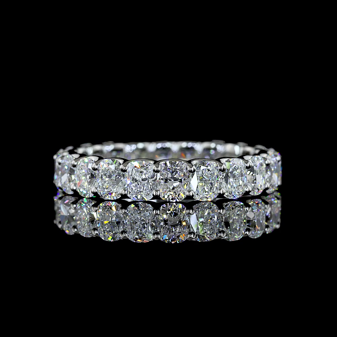 Lab-Grown 3.71 Carat Cushion Brilliant E-VS Diamond Platinum Eternity Band Etern