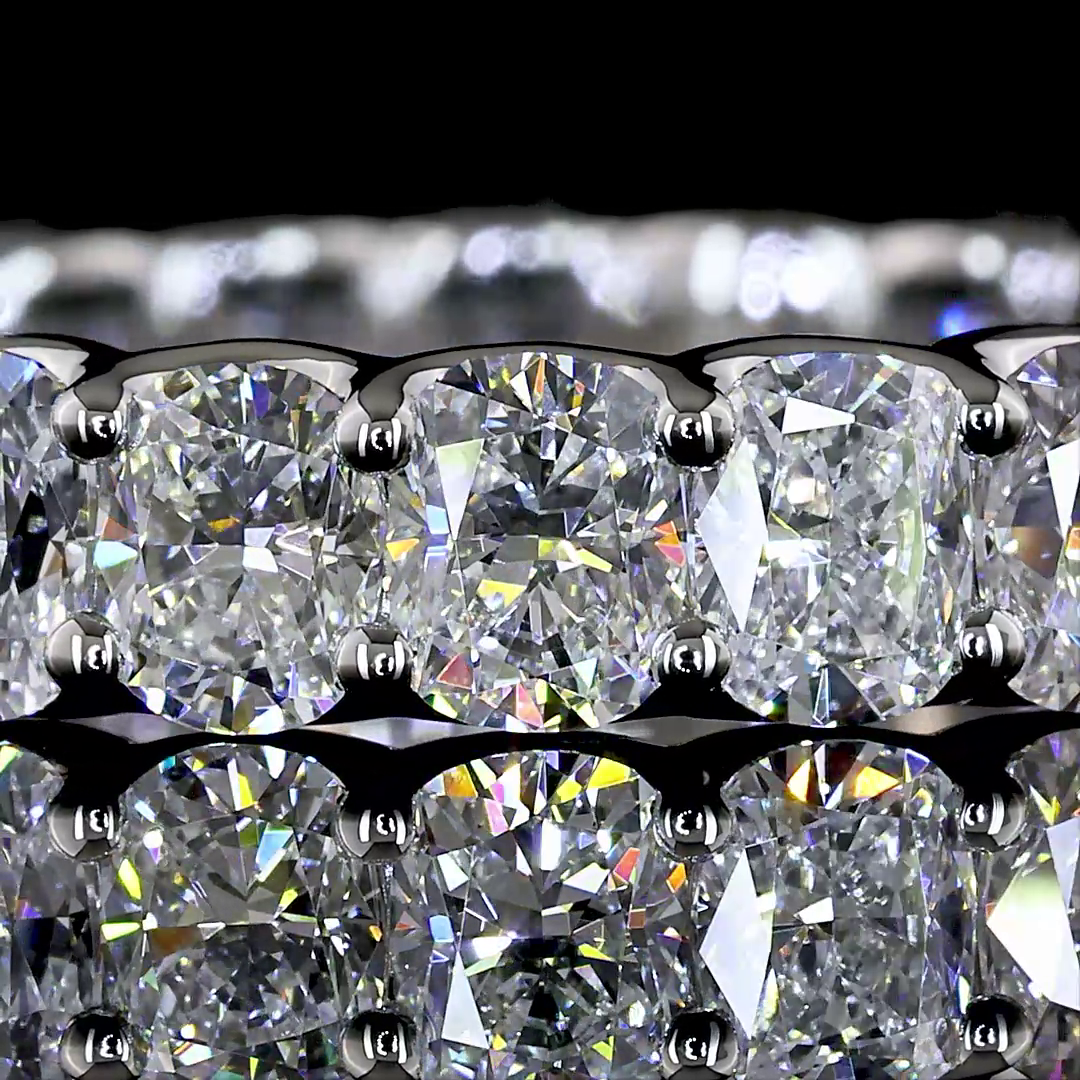 Lab-Grown 3.71 Carat Cushion Brilliant E-VS Diamond Platinum Eternity Band Etern