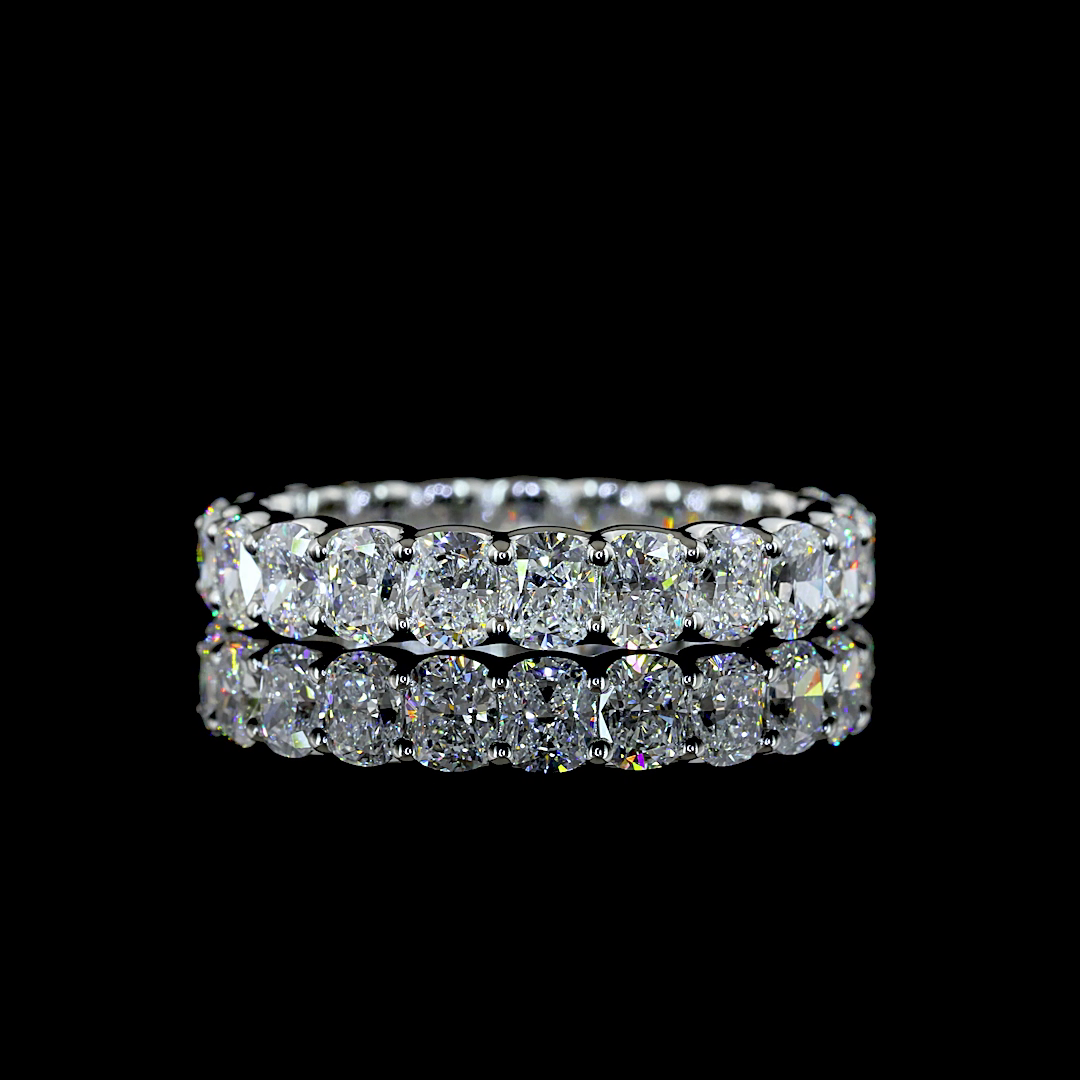 Lab-Grown 3.86 Carat Cushion Brilliant E-VS Diamond Platinum Eternity Band Ring