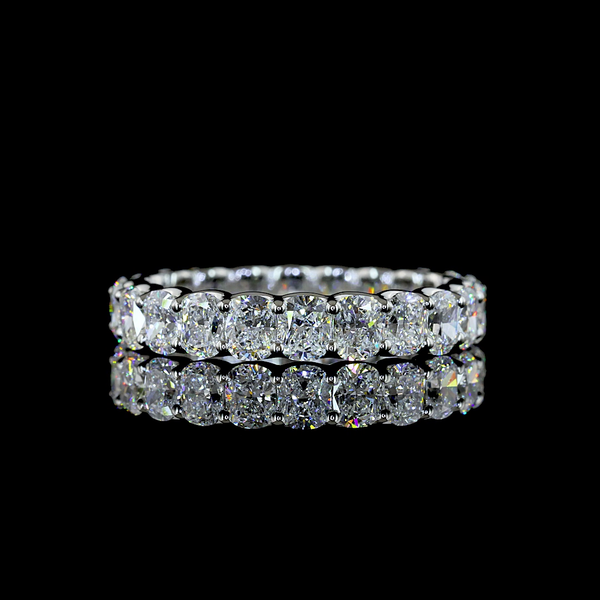 Lab-Grown 3.86 Carat Cushion Brilliant E-VS Diamond Platinum Eternity Band Ring