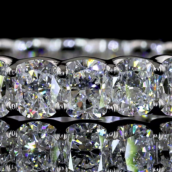 Lab-Grown 3.86 Carat Cushion Brilliant E-VS Diamond Platinum Eternity Band Ring