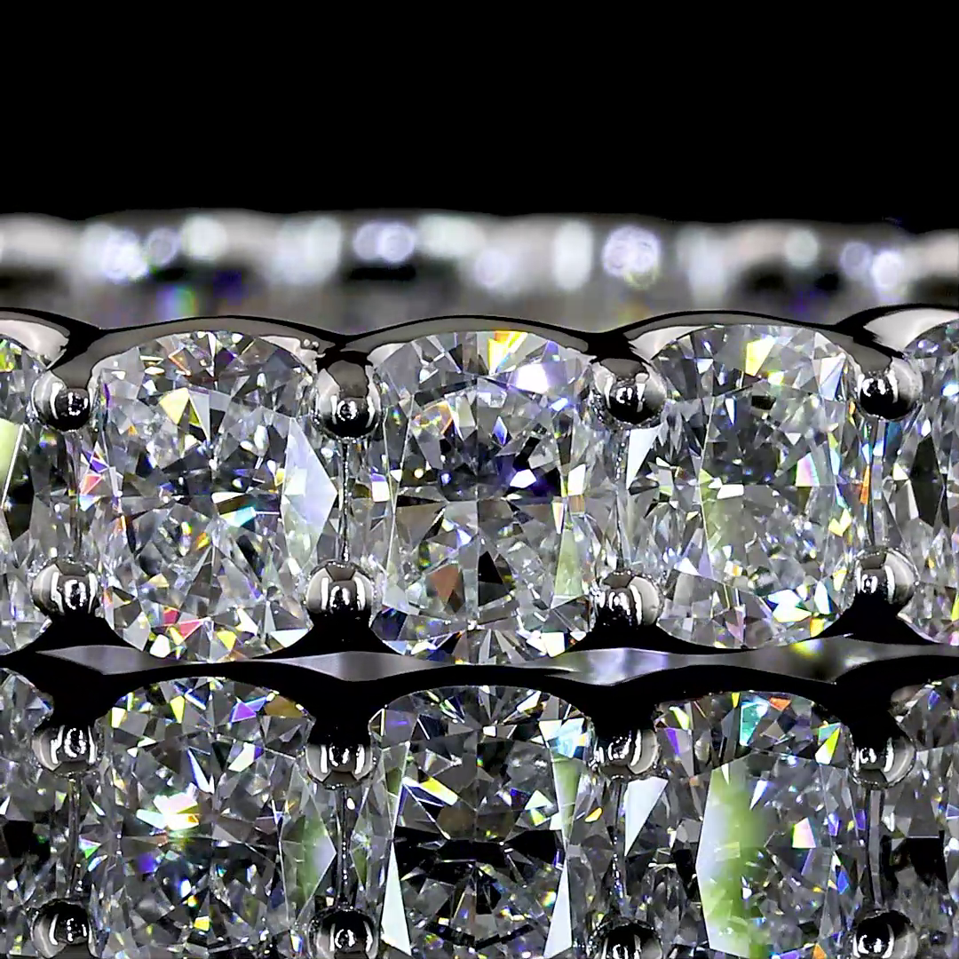 Lab-Grown 3.72 Carat Cushion Brilliant E-VS Diamond Platinum Eternity Band Etern