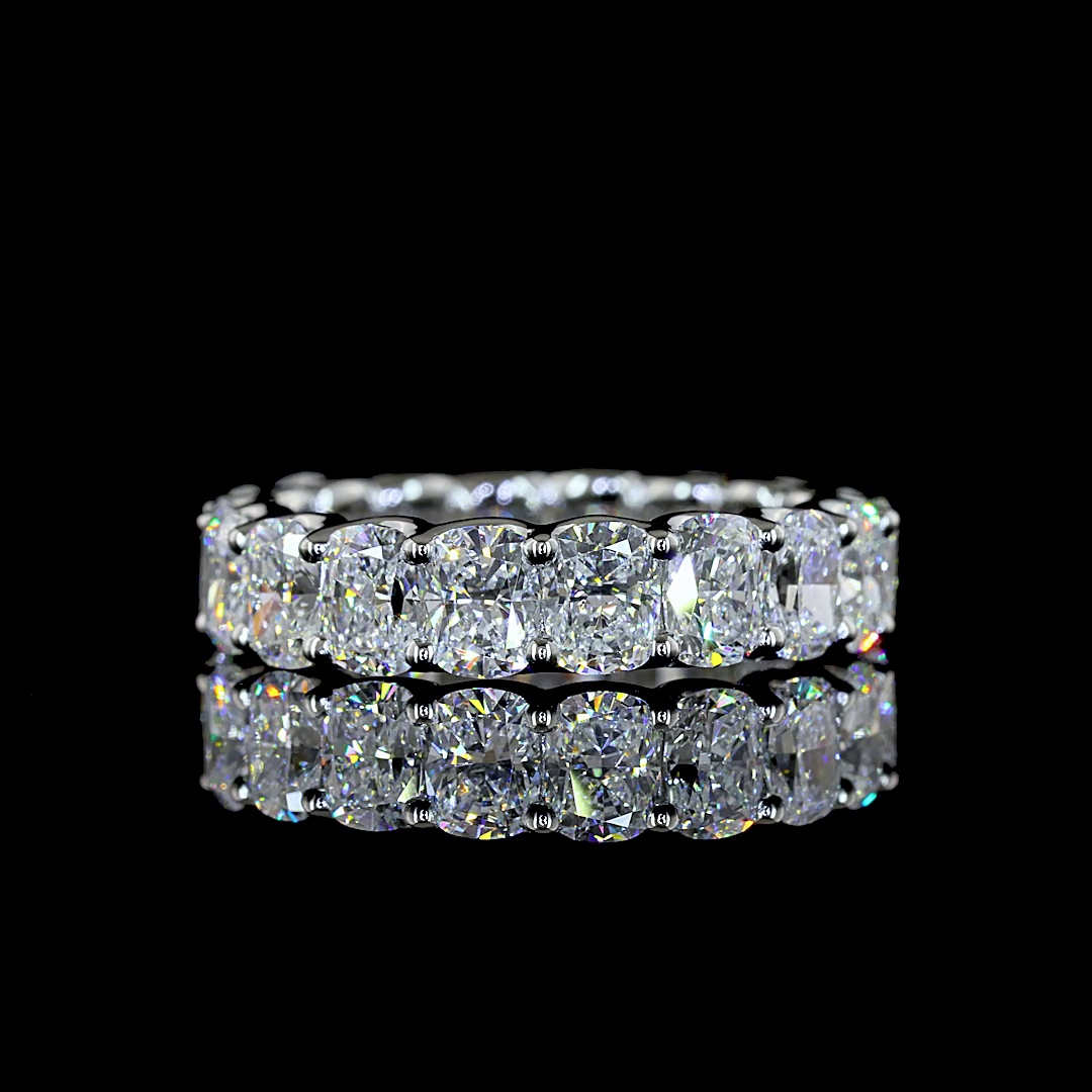 Lab-Grown 3.83 Carat Cushion Brilliant E-VS Diamond Platinum Eternity Band Etern