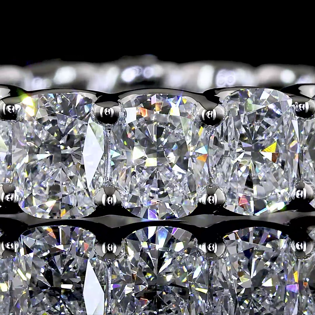Lab-Grown 3.83 Carat Cushion Brilliant E-VS Diamond Platinum Eternity Band Etern