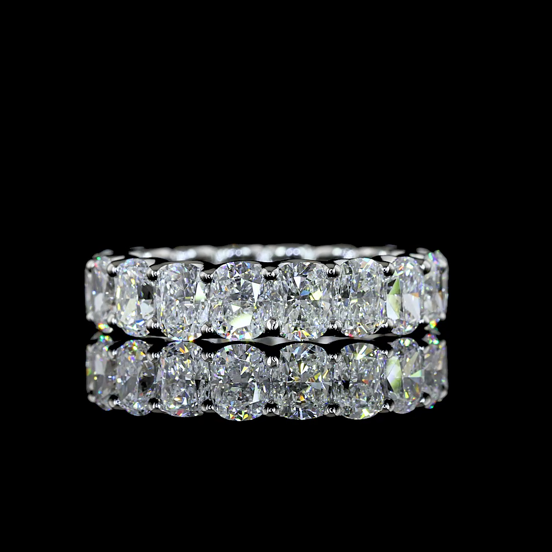 Lab-Grown 3.85 Carat Cushion Brilliant E-VS Diamond Platinum Eternity Band