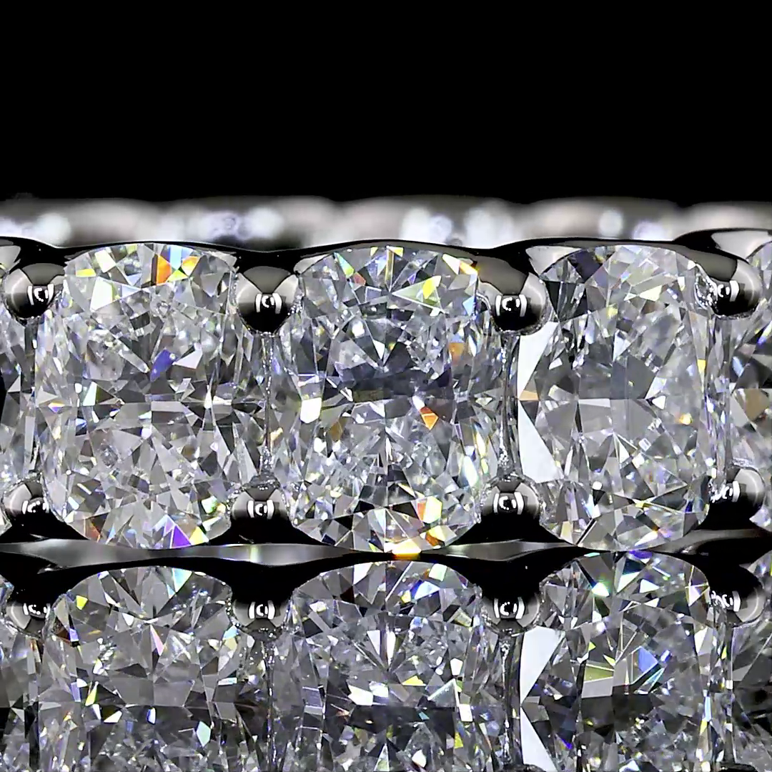 Lab-Grown 3.85 Carat Cushion Brilliant E-VS Diamond Platinum Eternity Band