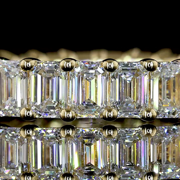 Lab-Grown 2.88 Carat Emerald E-VS Diamond 14K Yellow Gold Eternity Band Eternity