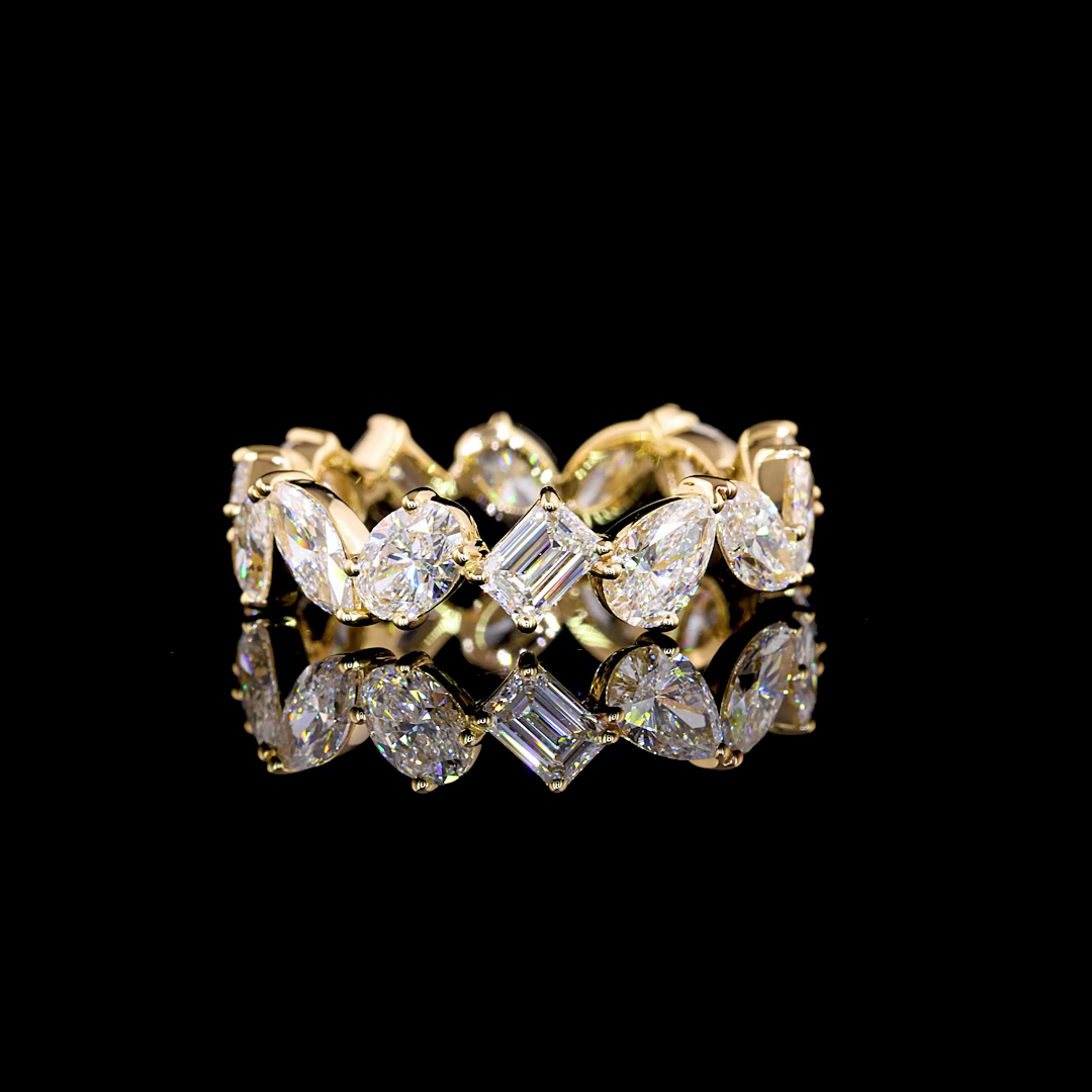 Lab-Grown 3.03 Carat MIX F-VVS2 Diamond 14K Yellow Gold Eternity Band Eternity B