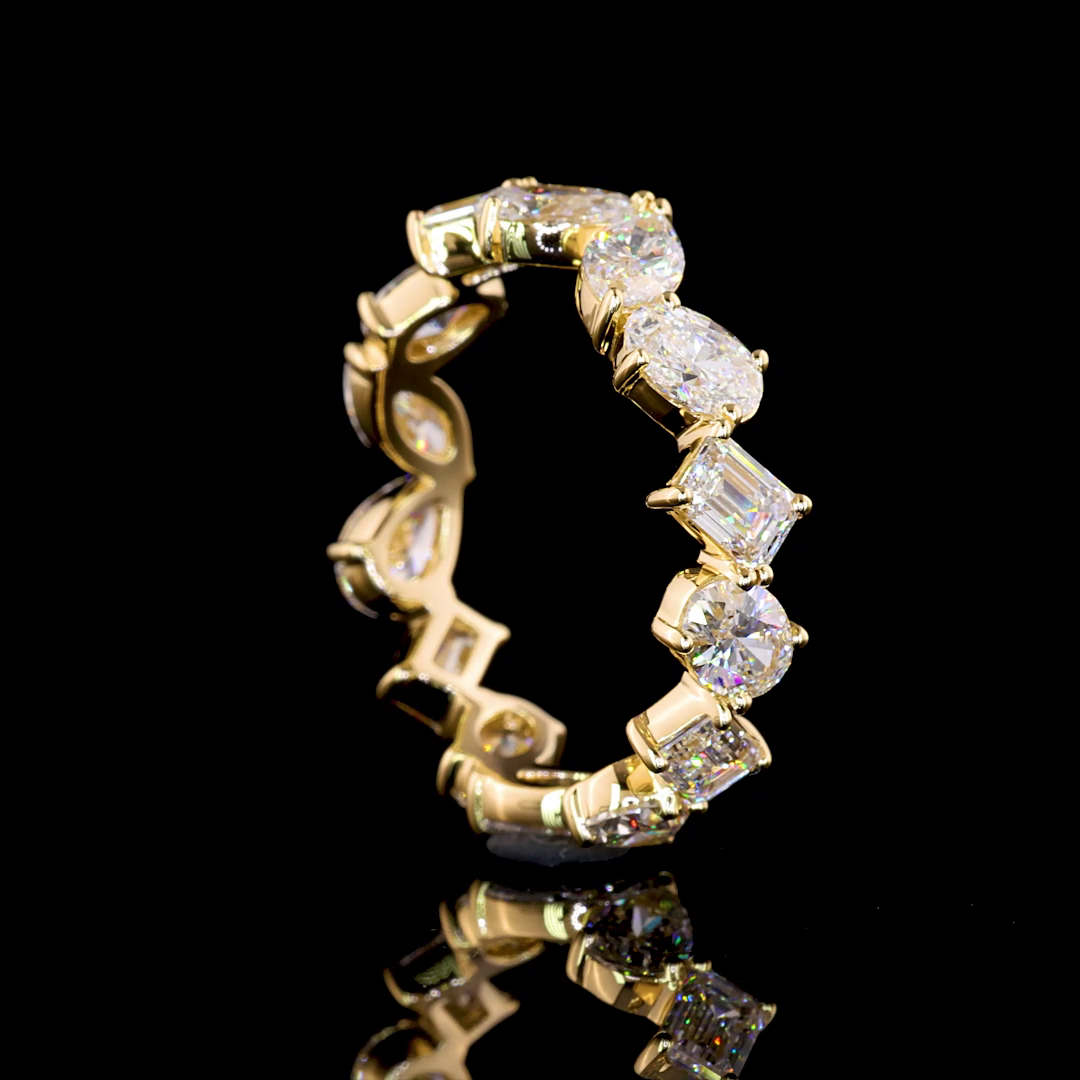 Lab-Grown 3.03 Carat MIX F-VVS2 Diamond 14K Yellow Gold Eternity Band Eternity B