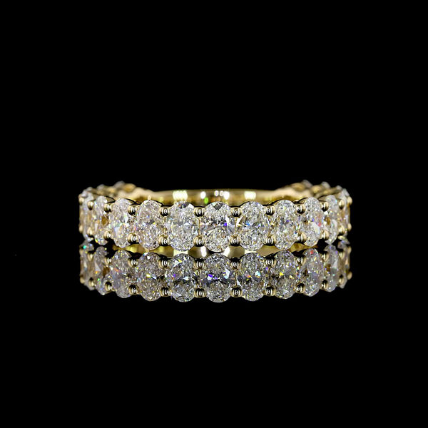 Lab-Grown 1.83 Carat Oval E-VS1 Diamond 14K Yellow Gold 3/4 Band Eternity Band
