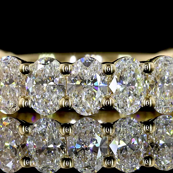 Lab-Grown 1.83 Carat Oval E-VS1 Diamond 14K Yellow Gold 3/4 Band Eternity Band