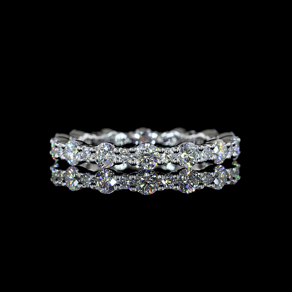Lab-Grown 1.16 Carat Round E-VS2 Diamond 14K White Gold Eternity Band Eternity B