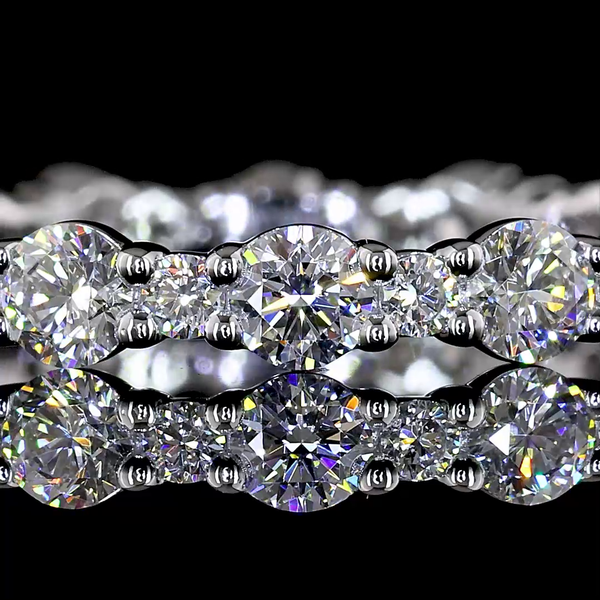 Lab-Grown 1.16 Carat Round E-VS2 Diamond 14K White Gold Eternity Band Eternity B