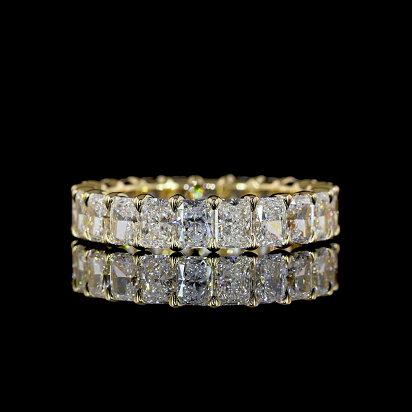 Lab-Grown 3.36 Carat Radiant E-VS Diamond 14K Yellow Gold Eternity Band Eternity