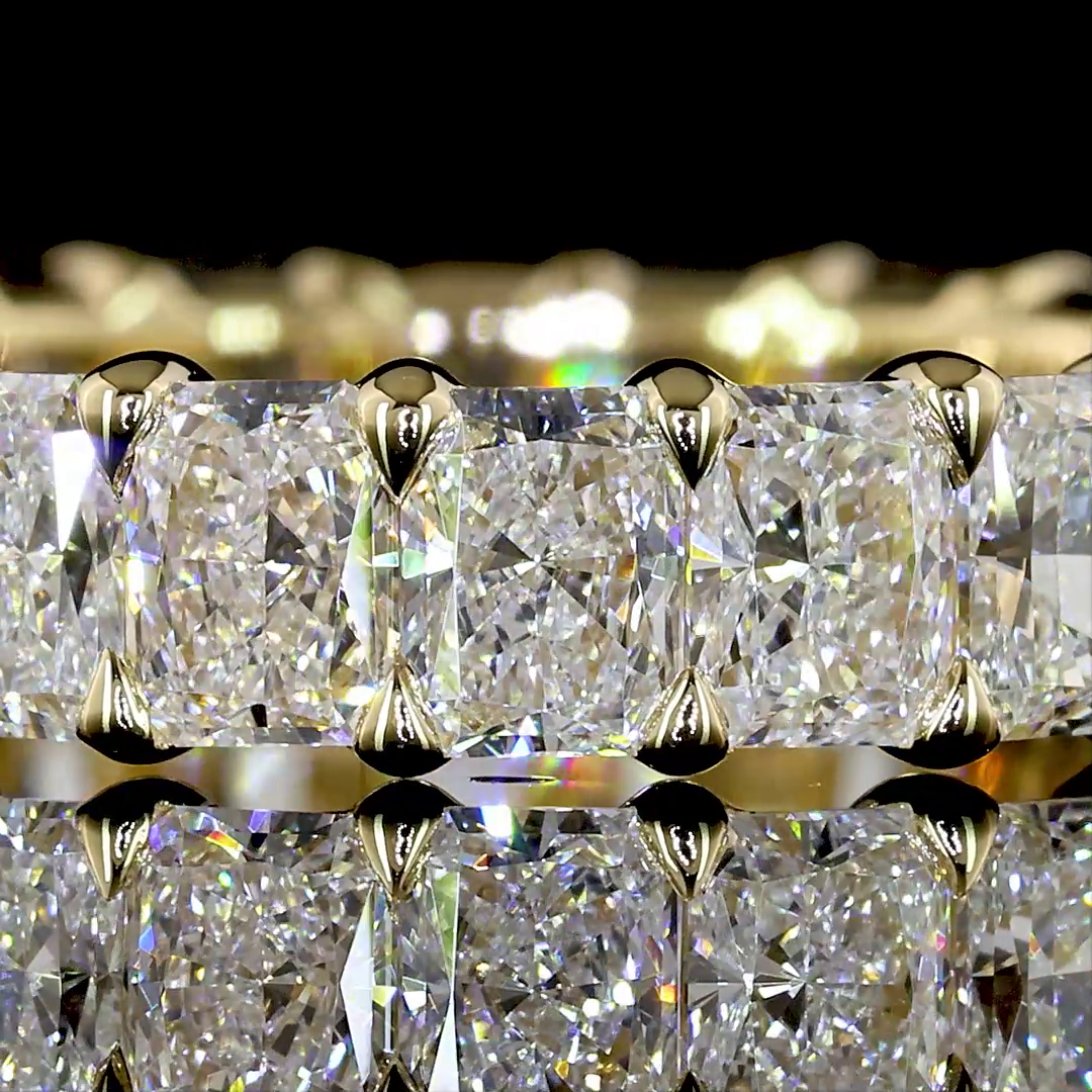 Lab-Grown 3.36 Carat Radiant E-VS Diamond 14K Yellow Gold Eternity Band Eternity