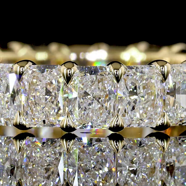 Lab-Grown 3.36 Carat Radiant E-VS Diamond 14K Yellow Gold Eternity Band Eternity