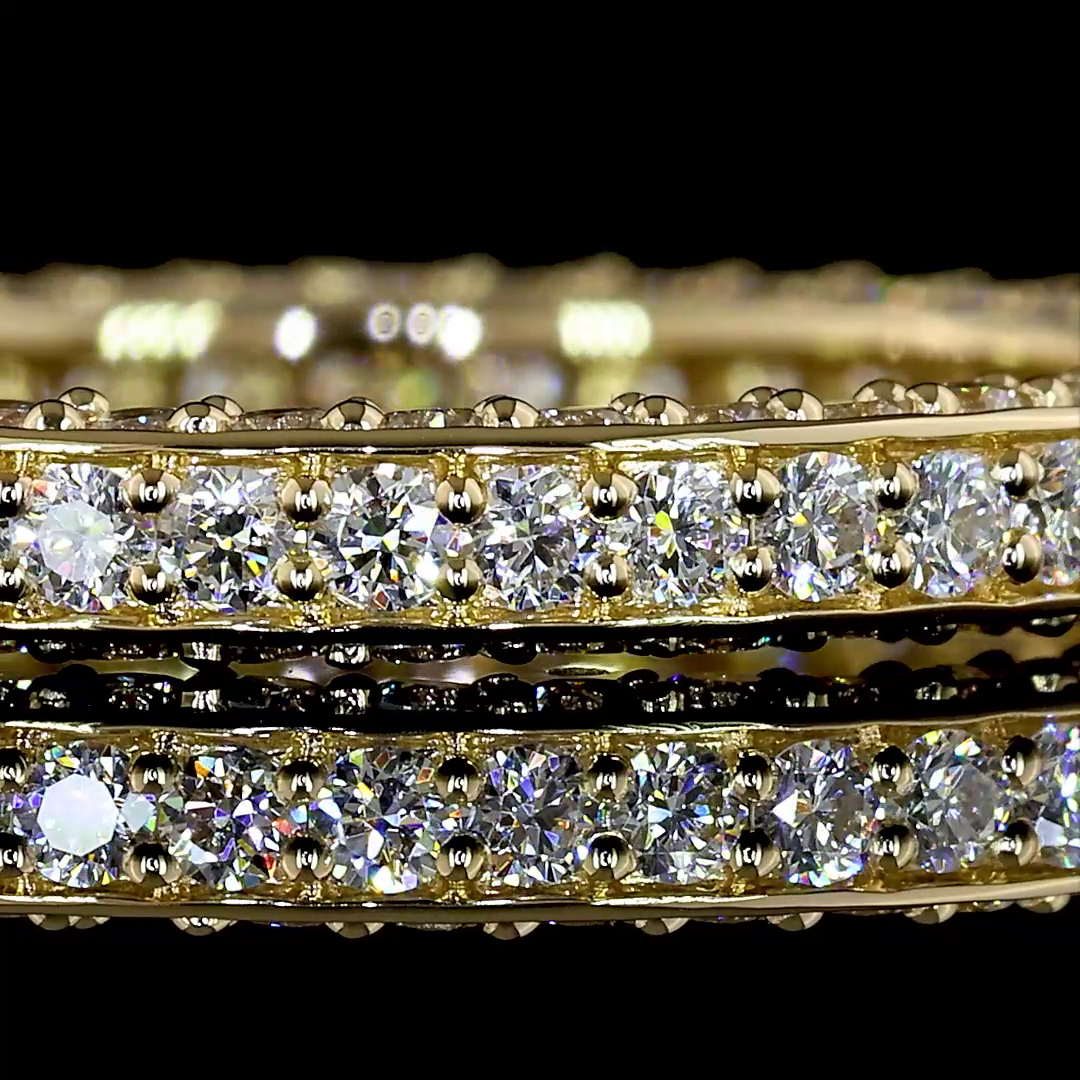 Lab-Grown 1.5 Carat Round E-F-VS1 Diamond 14K Yellow Gold Eternity Band Ring
