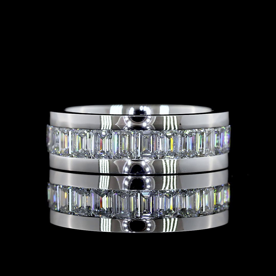 Lab-Grown 3.49 Carat Emerald E-VS Diamond 14K White Gold Eternity Band Eternity 